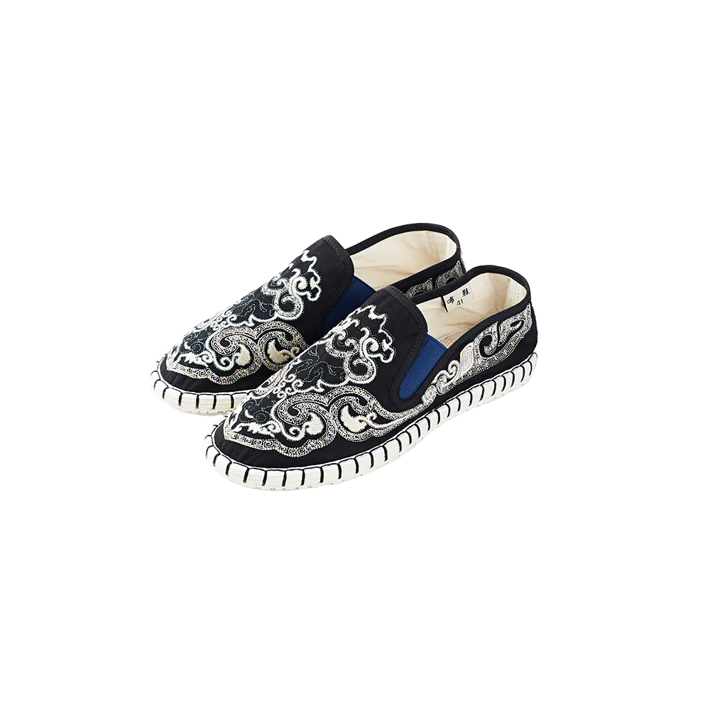 White Dragon Black Canvas Shoes - Image 2